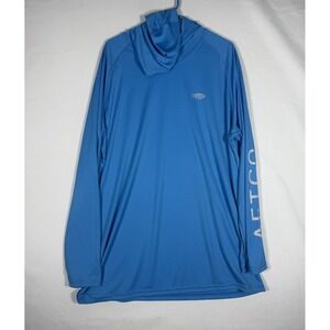 AFTCO Fishing Hoodie Men's XXL Blue Performance Lightweight Long Sleeve